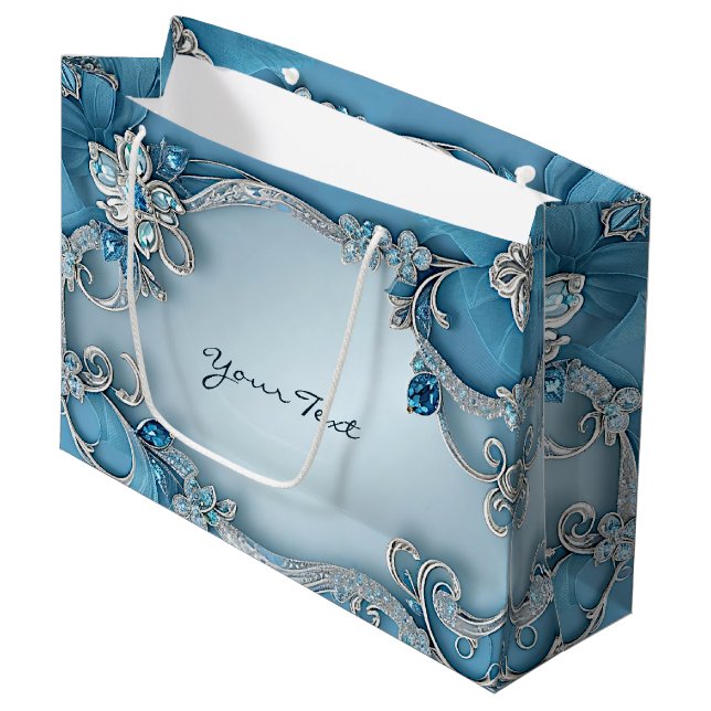 Bolsa de regalo floral de Blue Ornate (Angulo Anverso)