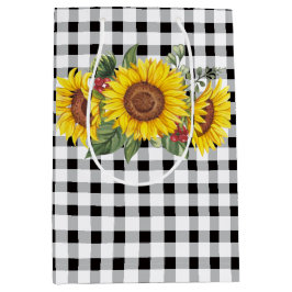 Bolsa de Regalo Floral de Gingham y Sunflowers en