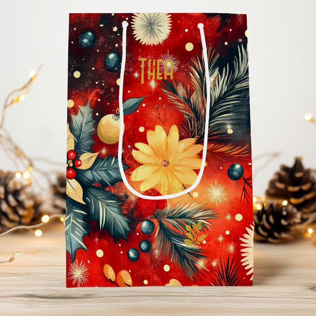 Bolsa de regalo floral de personalizado rojo y oro (Subido por el creador)