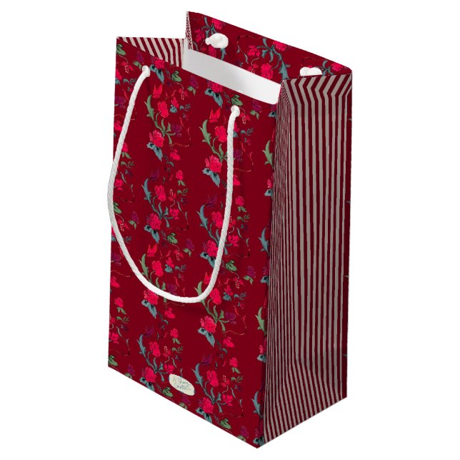 Bolsa de regalo floral de Wassail roja profunda (Angulo reverso)