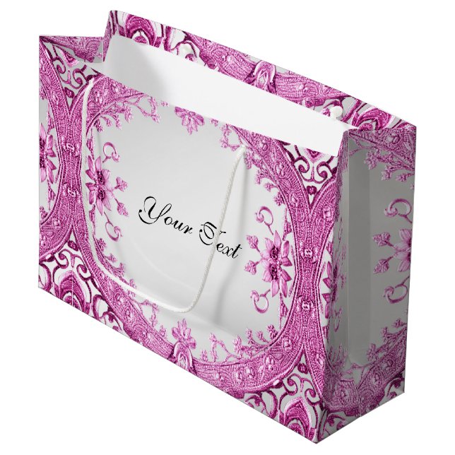 Bolsa de regalo floral decorativa rosa (Angulo Anverso)