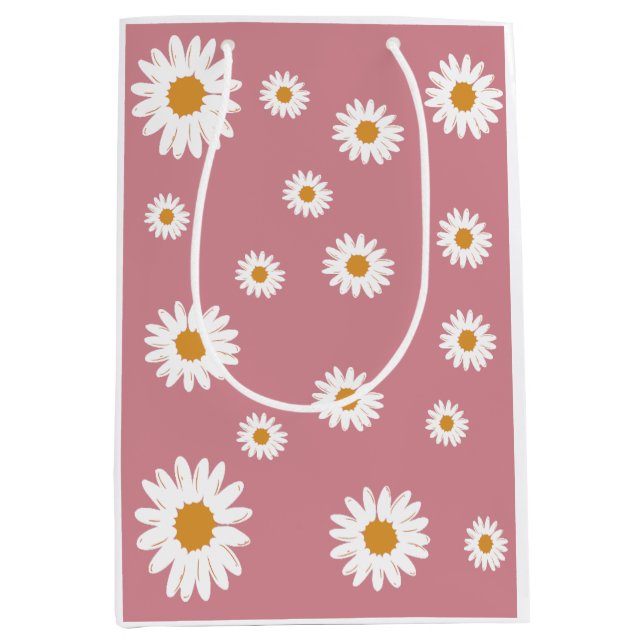 Bolsa de regalo floral Dusty Pink Daisy (Anverso)