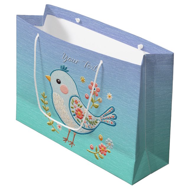 Bolsa de regalo floral Little Blue Bird (Angulo Anverso)