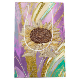 Bolsa de regalo floral metálica de girasol