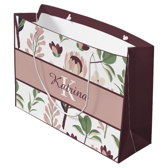 Bolsa de regalo floral monogramada (Angulo reverso)