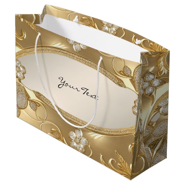 Bolsa de regalo floral ornamentada en oro (Angulo reverso)