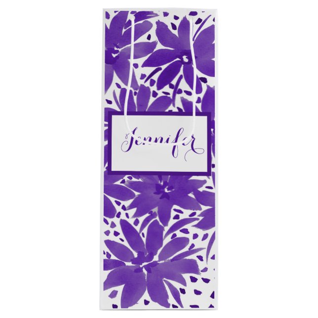 Bolsa de regalo floral personalizada de vino Perso (Anverso)