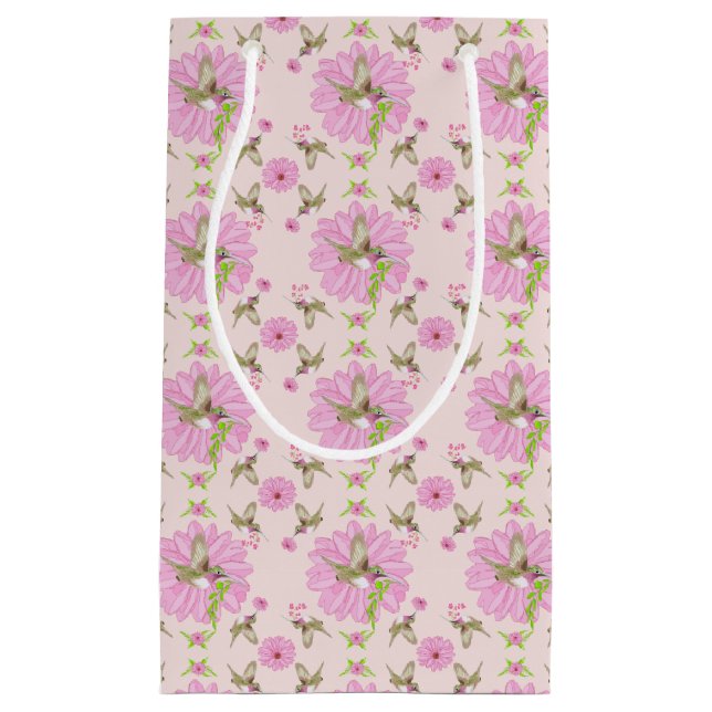 Bolsa de regalo floral rosa y verde nostálgico (Anverso)