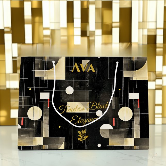 Bolsa de regalo geométrica elegante en negro y oro (Subido por el creador)