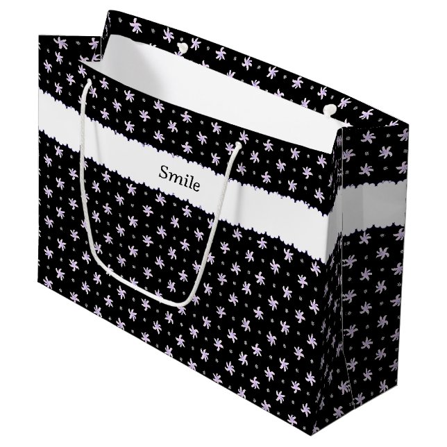 BOLSA DE REGALO GRANDE 文字　カスタマイズ　リリー　ブラック     ラージペーパーバッグ (Angulo Anverso)