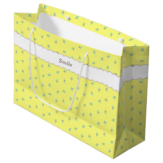 BOLSA DE REGALO GRANDE 文字　カスタマイズ　野ばら　イエロー  ラージペーパーバッグ (Angulo Anverso)