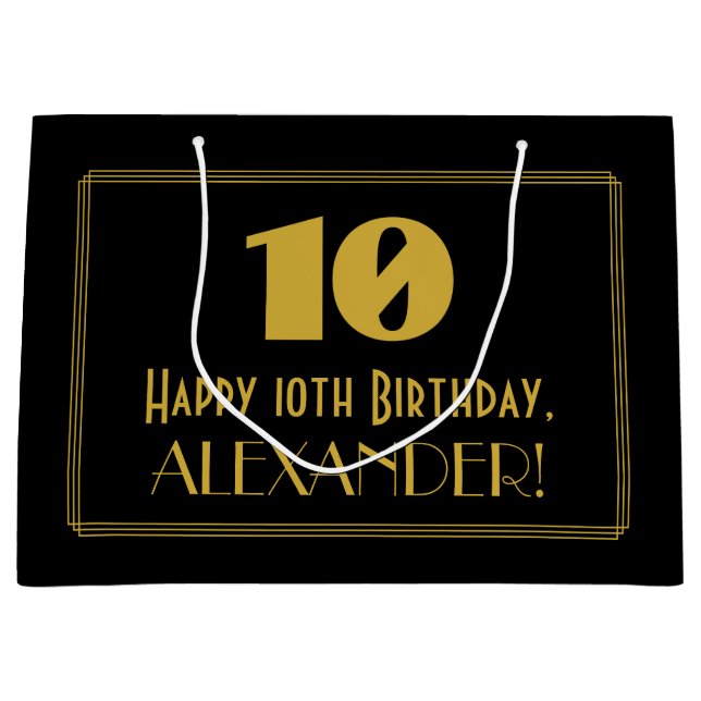 Bolsa De Regalo Grande 10.º cumpleaños — Aspecto inspirado en el Art Deco (Anverso)