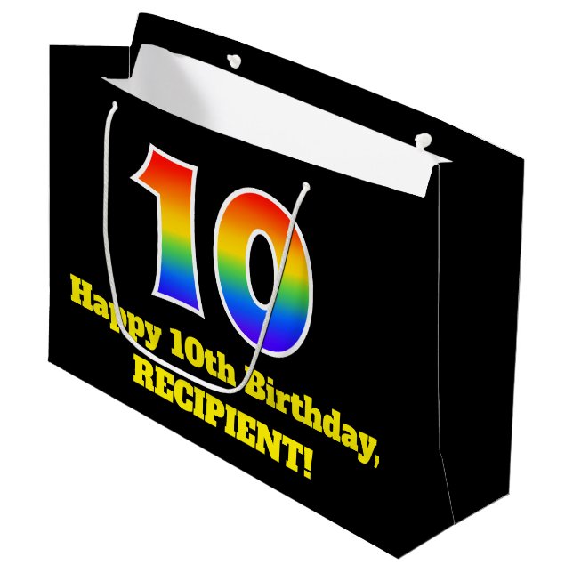 Bolsa De Regalo Grande 10 Aniversario ~ Diversión, colorido, vibrante, ar (Angulo Anverso)