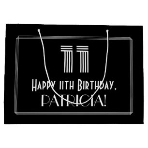 Bolsa De Regalo Grande 11º Cumpleaños — Look Inspirado en Art Deco "11" y