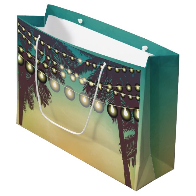 Bolsa De Regalo Grande 12.5lx4wx9h Gran Bag Beach Sunset Palm Trees (Angulo Anverso)