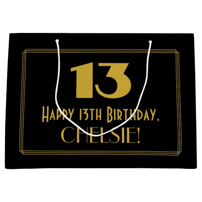 Bolsa De Regalo Grande 13 Aniversario — Aspecto inspirado por el Art Deco (Anverso)