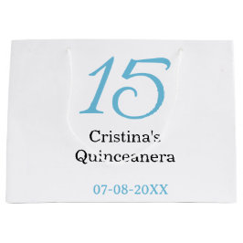 Bolsa De Regalo Grande 15th quinceanera birthday blue black bold letter n