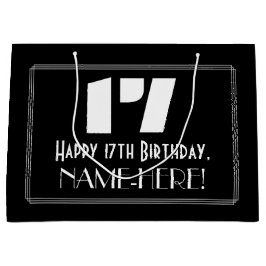 Bolsa De Regalo Grande 17 cumpleaños ~ Art Deco Inspirado Aspecto "17" + 