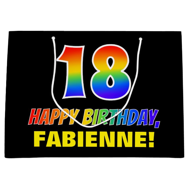 Bolsa De Regalo Grande 18º cumpleaños: audaz, divertido, simple, arcoiris (Anverso)