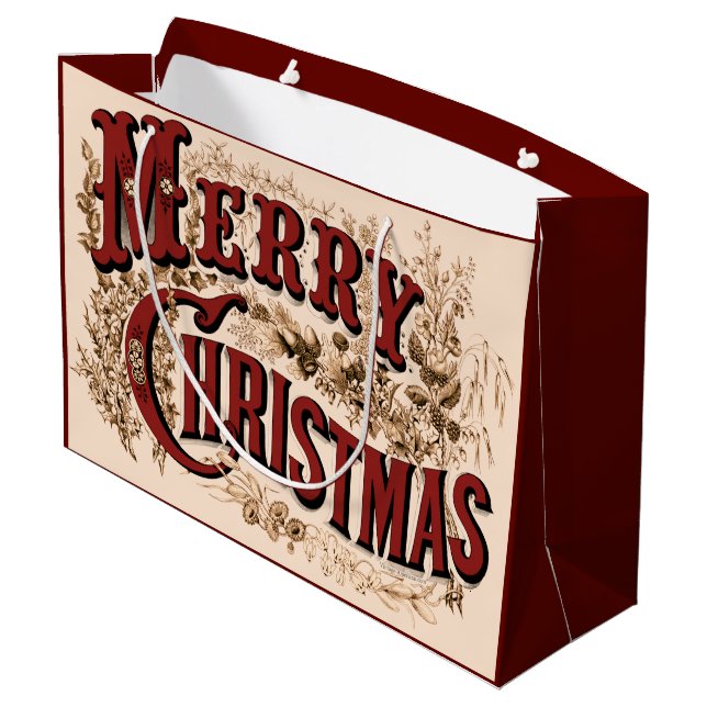 Bolsa De Regalo Grande 1876 Navidad Feliz de Oro (Angulo reverso)