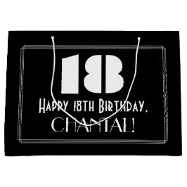 Bolsa De Regalo Grande 18 Aniversario ~ Art Deco Inspirado Aspecto "18" +