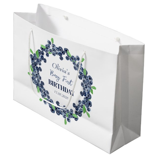 Bolsa De Regalo Grande 1.ª fiesta de cumpleaños: Beberry Blueberry Baby G (Angulo Anverso)