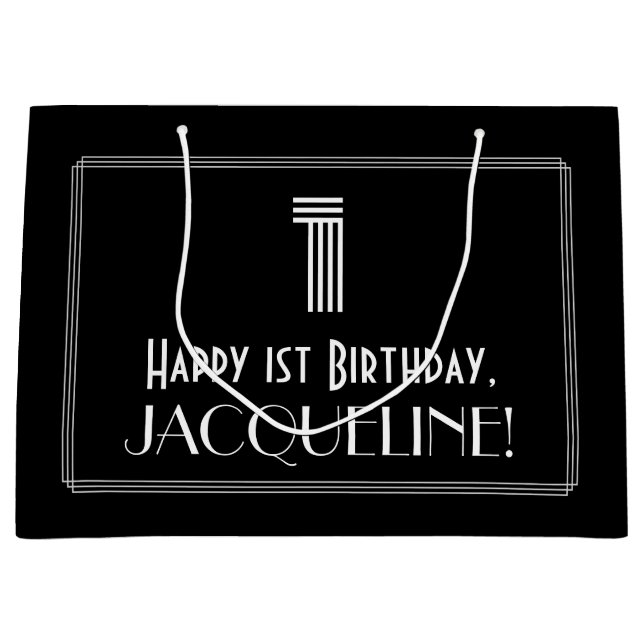 Bolsa De Regalo Grande 1.ᵉʳ Cumpleaños — Aspecto inspirado en el Art Deco (Anverso)