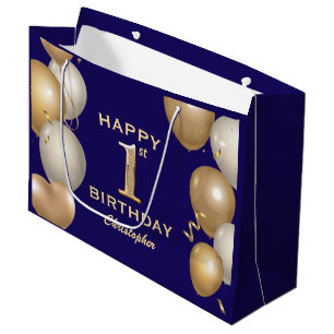 Bolsa De Regalo Grande 1.ᵉʳ Fiesta de la Marina Globos Azul y Oro