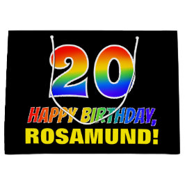 Bolsa De Regalo Grande 20.º cumpleaños: audaz, divertido, simple, arcoiri