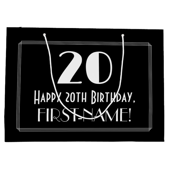 Bolsa De Regalo Grande 20.º cumpleaños: Nombre del estilo inspirado en el (Reverso)