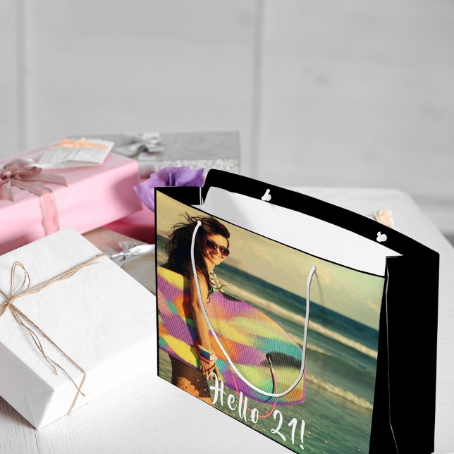 Bolsa De Regalo Grande 21ª foto de cumpleaños hola 21 twentyfirst (Subido por el creador)