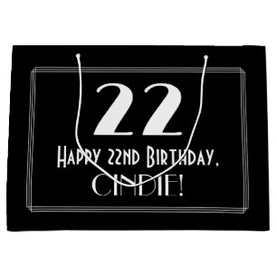 Bolsa De Regalo Grande 22.º cumpleaños: Nombre del estilo inspirado en el