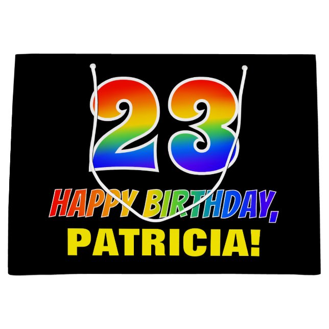 Bolsa De Regalo Grande 23 Aniversario: Negrita, Diversión, Simple, Arcoir (Anverso)