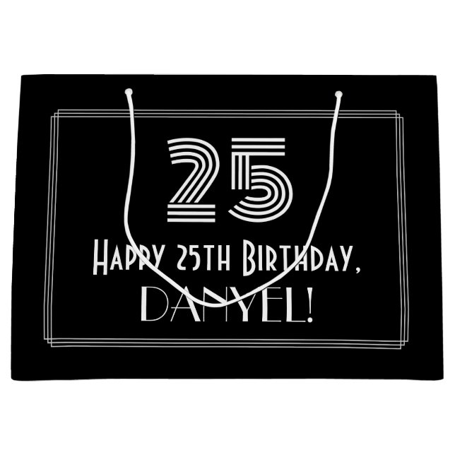 Bolsa De Regalo Grande 25º cumpleaños — Aspecto inspirado en el Art Deco  (Anverso)