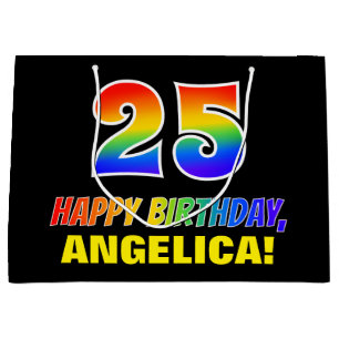 Bolsa De Regalo Grande 25º cumpleaños: audaz, divertido, simple, arcoiris