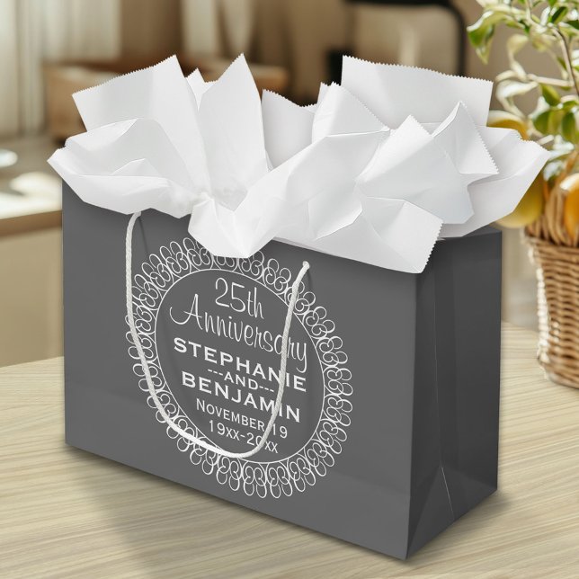 Bolsa De Regalo Grande 25.º aniversario Boda personalizado (Custom Gift Bag)