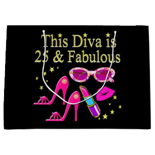 BOLSA DE REGALO GRANDE 25.º CUMPLEAÑOS FABULOUS DIVA DISEÑO