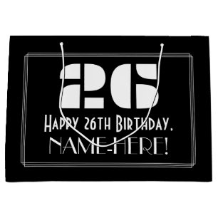Bolsa De Regalo Grande 26º cumpleaños ~ Art Deco Inspirado Aspecto "26" +