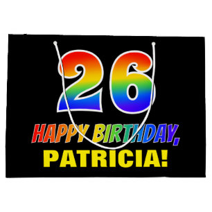 Bolsa De Regalo Grande 26º cumpleaños: audaz, divertido, simple, arcoiris