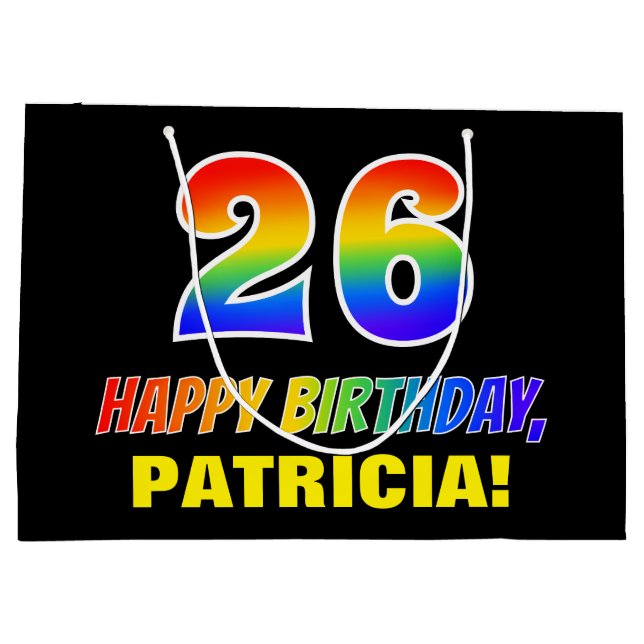 Bolsa De Regalo Grande 26º cumpleaños: audaz, divertido, simple, arcoiris (Reverso)