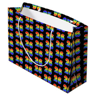 Bolsa De Regalo Grande 26º cumpleaños: Patrón del evento Arcoiris diverti