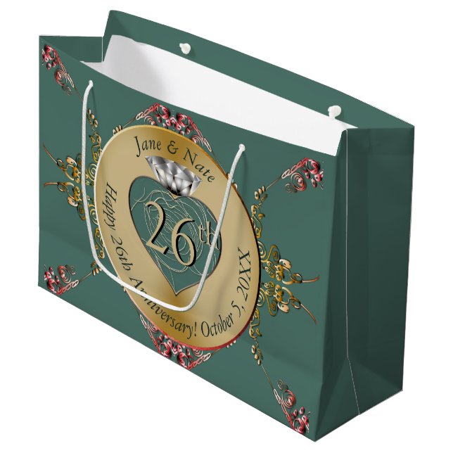 Bolsa De Regalo Grande 26.º/cualquier aniversario Boda (Angulo Anverso)