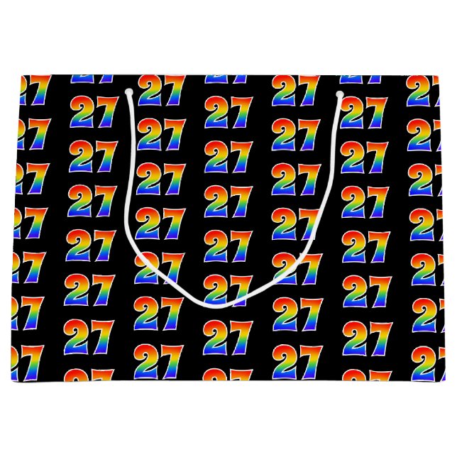Bolsa De Regalo Grande 27 Aniversario del Arcoiris divertido número 27 Pa (Anverso)