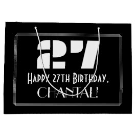 Bolsa De Regalo Grande 27 cumpleaños ~ Art Deco Inspirado Aspecto "27" + 