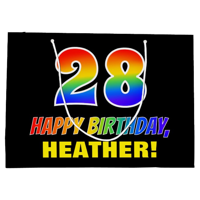 Bolsa De Regalo Grande 28º cumpleaños: audaz, divertido, simple, arcoiris (Reverso)