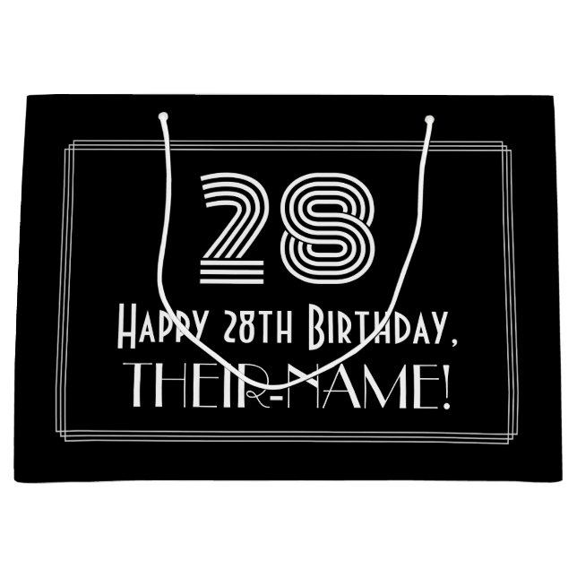 Bolsa De Regalo Grande 28 Aniversario — Aspecto inspirado por el Art Deco (Anverso)