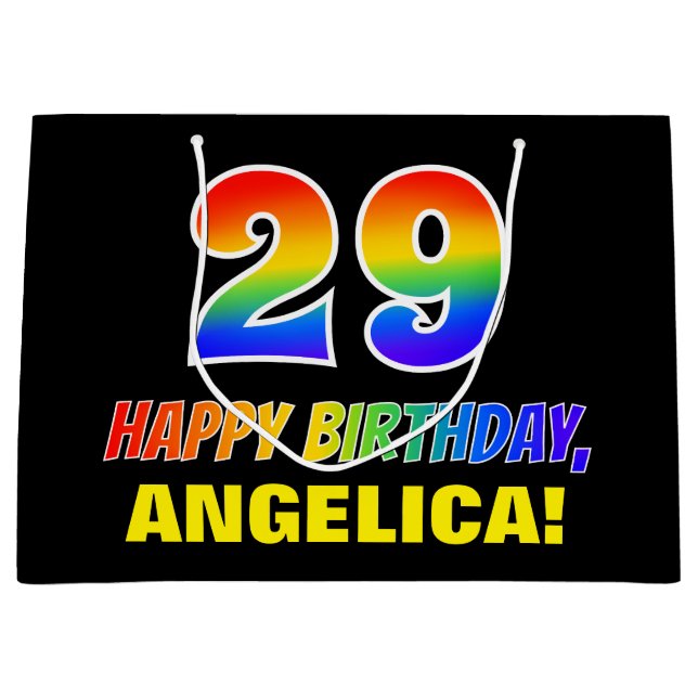 Bolsa De Regalo Grande 29º cumpleaños: audaz, divertido, simple, arcoiris (Anverso)