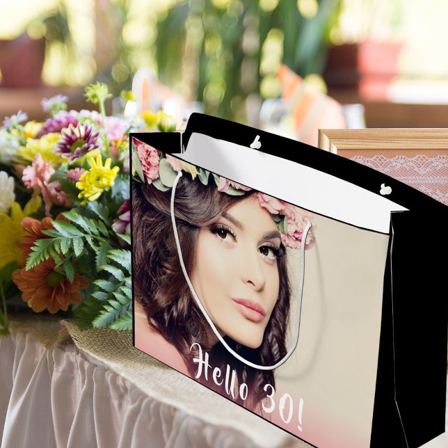 Bolsa De Regalo Grande 30.ª foto de cumpleaños hola 30 negro (Subido por el creador)