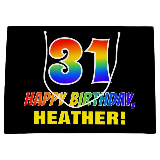 Bolsa De Regalo Grande 31º cumpleaños: audaz, divertido, simple, arcoiris (Anverso)