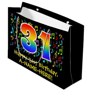 Bolsa De Regalo Grande 31 Aniversario - Coloridos símbolos musicales, arc